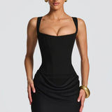 Robe Longue Ajustée à Bretelles Fines