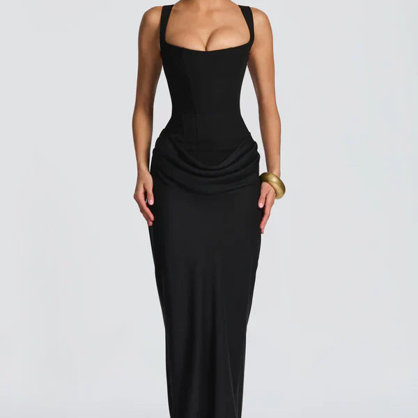 Robe Longue Ajustée à Bretelles Fines