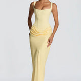 Robe Longue Ajustée à Bretelles Fines
