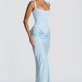Robe Longue Ajustée à Bretelles Fines