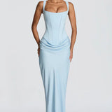 Robe Longue Ajustée à Bretelles Fines