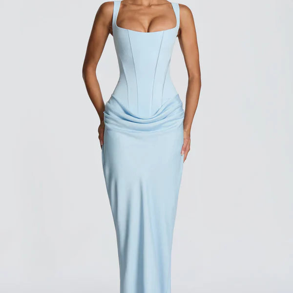 Robe Longue Ajustée à Bretelles Fines