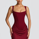 Robe Longue Ajustée à Bretelles Fines