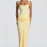 Robe Longue Ajustée à Bretelles Fines