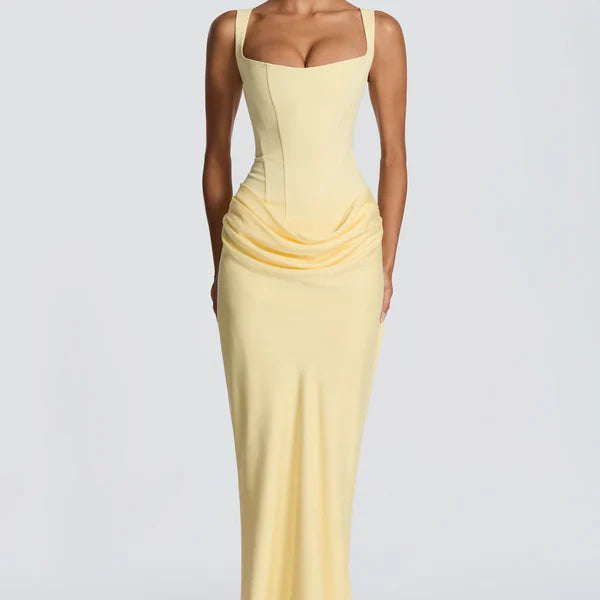Robe Longue Ajustée à Bretelles Fines