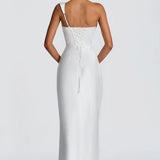 Robe Longue Satinée Col Drapé Élégance Luxe