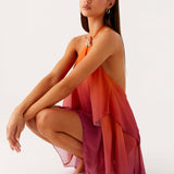 Robe Courte Dégradée à Dos Nu