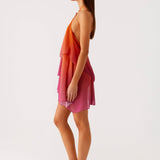 Robe Courte Dégradée à Dos Nu