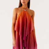 Robe Courte Dégradée à Dos Nu