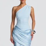 Robe Longue Asymétrique à Épaule Unique