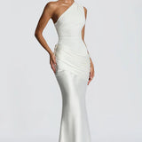 Robe Longue Asymétrique à Épaule Unique