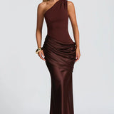 Robe Longue Asymétrique à Épaule Unique