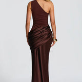 Robe Longue Asymétrique à Épaule Unique