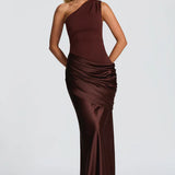 Robe Longue Asymétrique à Épaule Unique