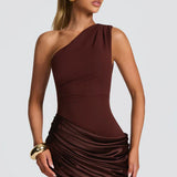 Robe Longue Asymétrique à Épaule Unique