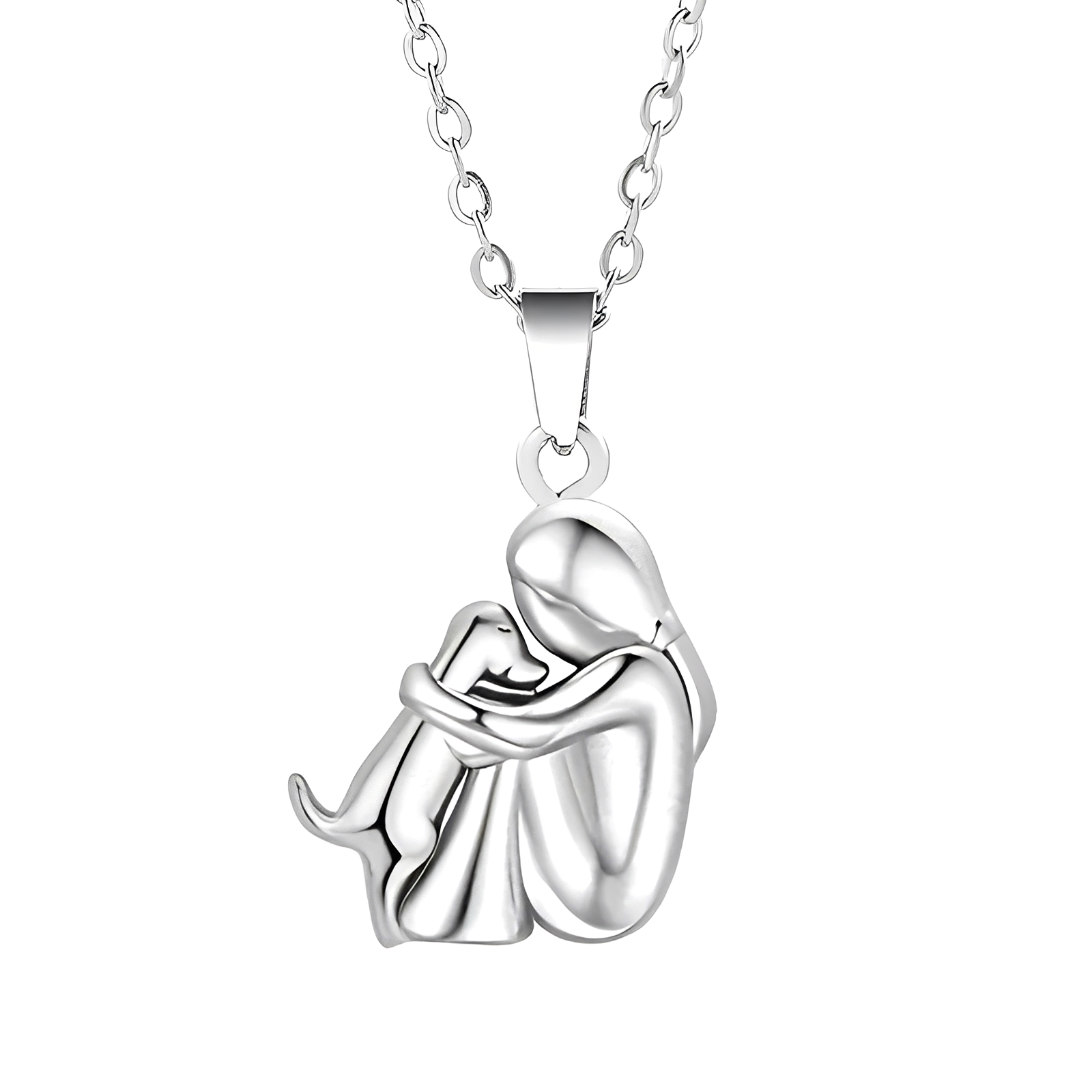 Collier Femme Pendentif Étreinte Humain et Chien