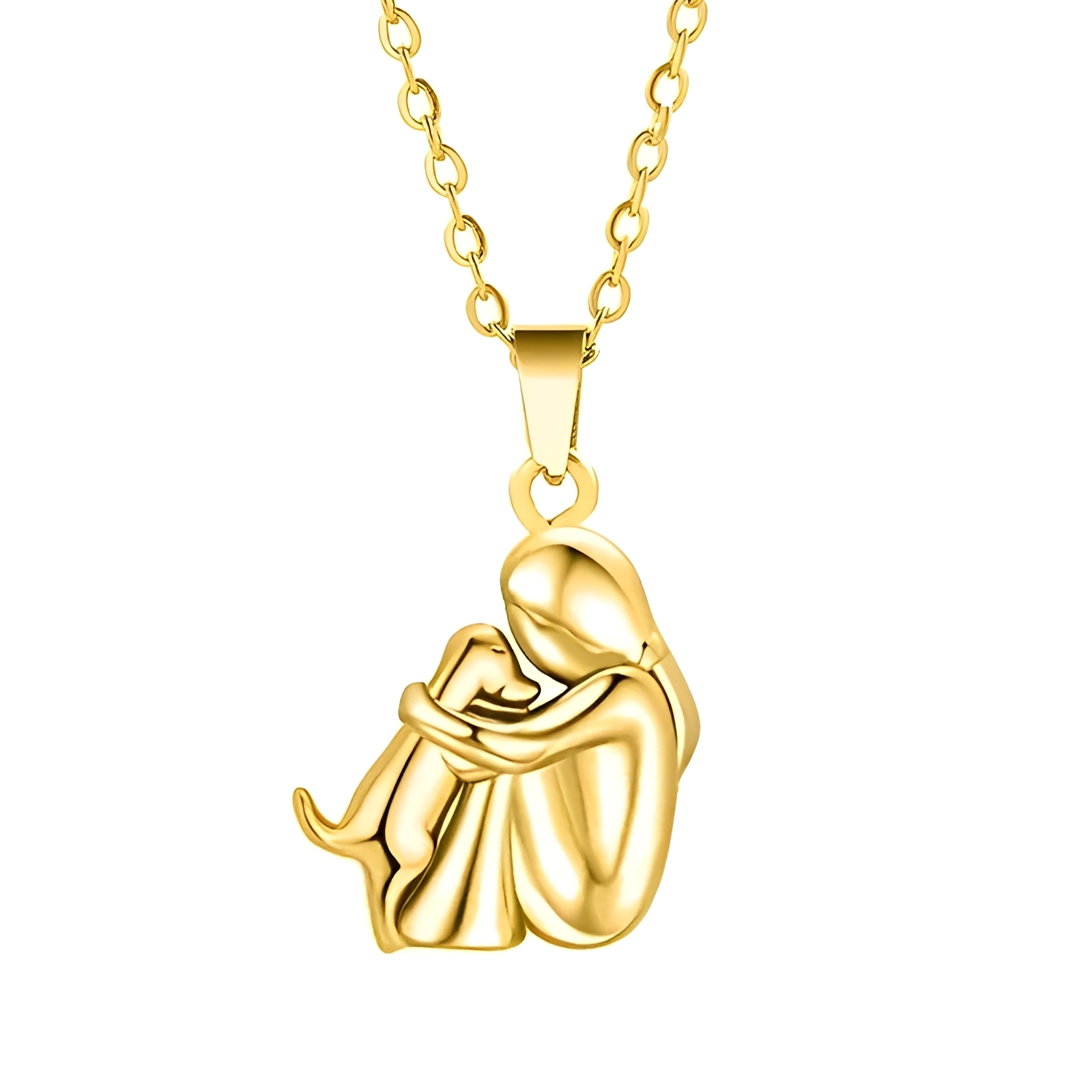 Collier Femme Pendentif Étreinte Humain et Chien