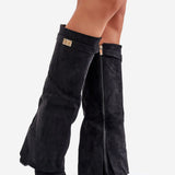 Bottes Hautes Suédine Talon Western Élégant