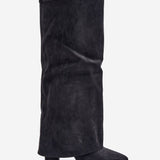 Bottes Hautes Suédine Talon Western Élégant