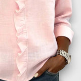 Chemise à Col V et Détails Volantés
