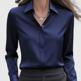 Chemise Drapée à Col Classique et Manches Longues
