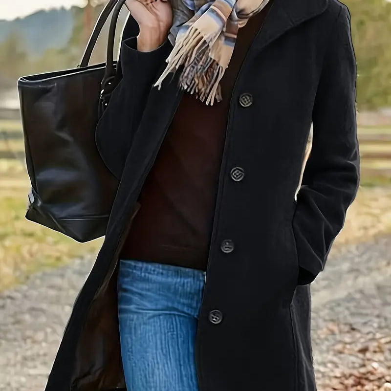 Manteau Mi-Long Femme Élégant – Veste Chic Boutonnée