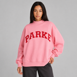 Sweat oversize femme col montant imprimé varsity