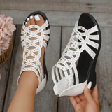 Sandales femme à talon compensé et zip latéral