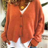 Cardigan Femme Boutonné Col V Décontracté
