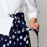 Robe Midi Contrastée Pois Élégance Féminine