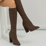 Bottes hautes chaussettes femme à talon bloc