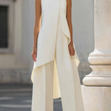 Ensemble femme top asymétrique col montant et pantalon large