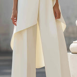 Ensemble femme top asymétrique col montant et pantalon large