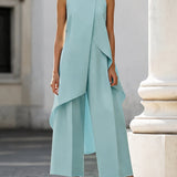 Ensemble femme top asymétrique col montant et pantalon large