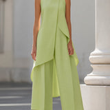 Ensemble femme top asymétrique col montant et pantalon large