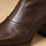 Bottines en cuir femme à talon bloc et zip arrière