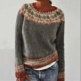 Pull femme en maille Fair Isle col bateau