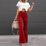 Pantalon évasé taille haute élégant confort quotidien