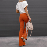 Pantalon évasé taille haute élégant confort quotidien