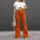 Pantalon évasé taille haute élégant confort quotidien