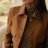 Veste Femme Simili Cuir Courte Élégante