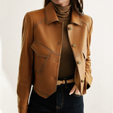 Veste Cuir Femme Élégante – Blouson Court Chic et Moderne