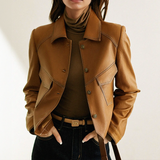Veste Cuir Femme Élégante – Blouson Court Chic et Moderne