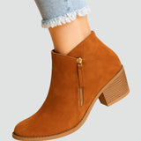 Bottines femme à zip latéral et talon carré
