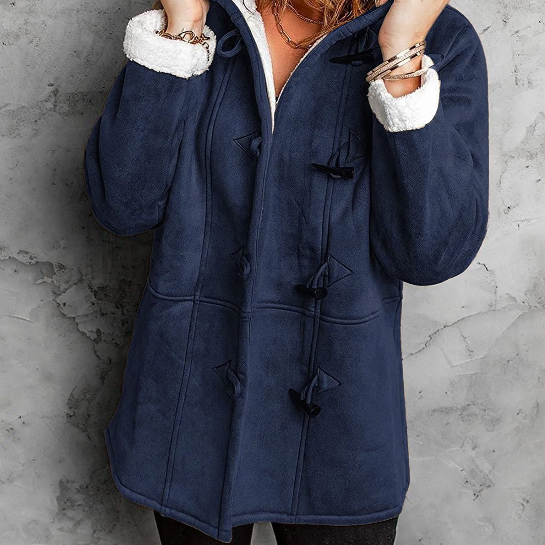 Manteau Polaire Capuche Boutonné Chaud Confort Hiver