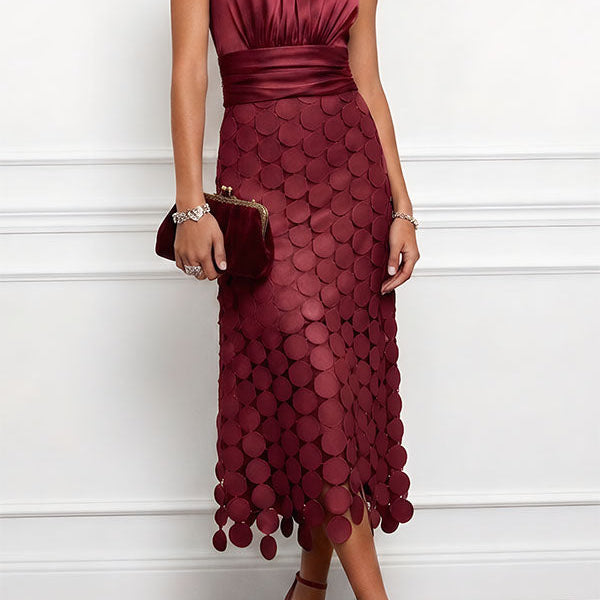 Robe Mi-Longue Cérémonie Bleue Marine Femme
