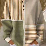 Pull femme maille gaufrée colour block col rond