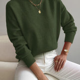 Pull femme en maille à col roulé, manches longues
