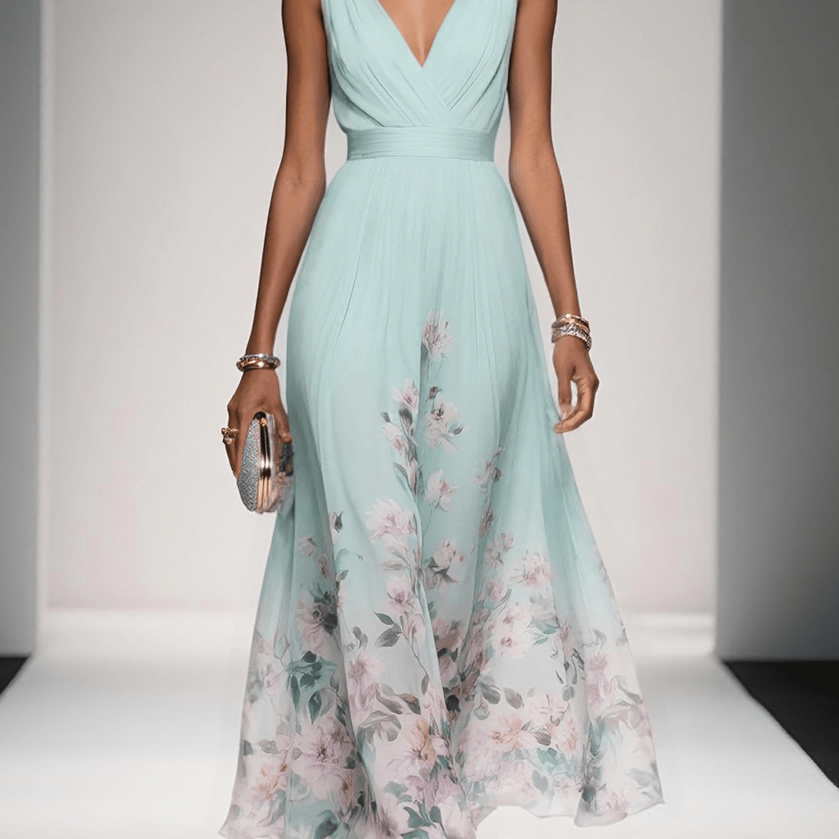 Robe Longue Étée Légère Verte Femme