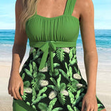 Tankini Femme à Jupe et Imprimé Tropical